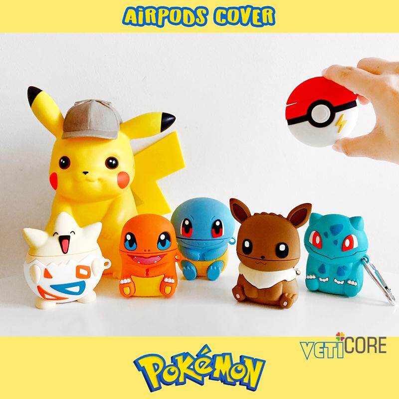 Ốp Tai Nghe 3D Poke Ball Eevee Bulbasaur Charmeleon Cho Apple AirPods 1 2 3 Vỏ Silicon Mới Ốp Tai Nghe Air Pods Phụ Kiện AirPod Bảo Vệ Màu Vàng Xanh Dương