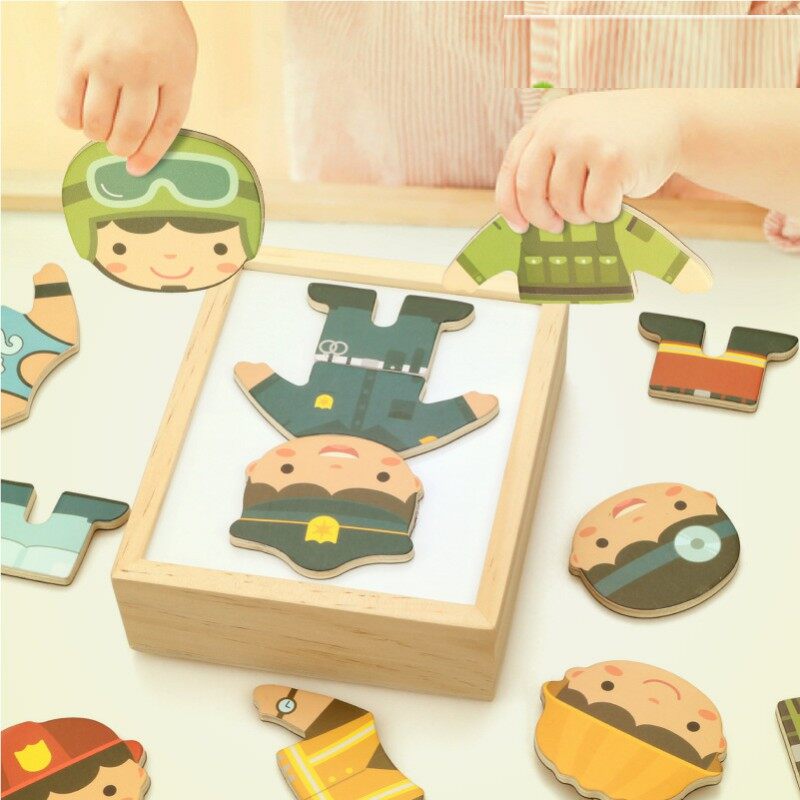 Đồ chơi giáo dục học tập sớm cho bé trai bằng gỗ thay đồ bằng vật liệu montessori đồ chơi giáo dục cho trẻ em
