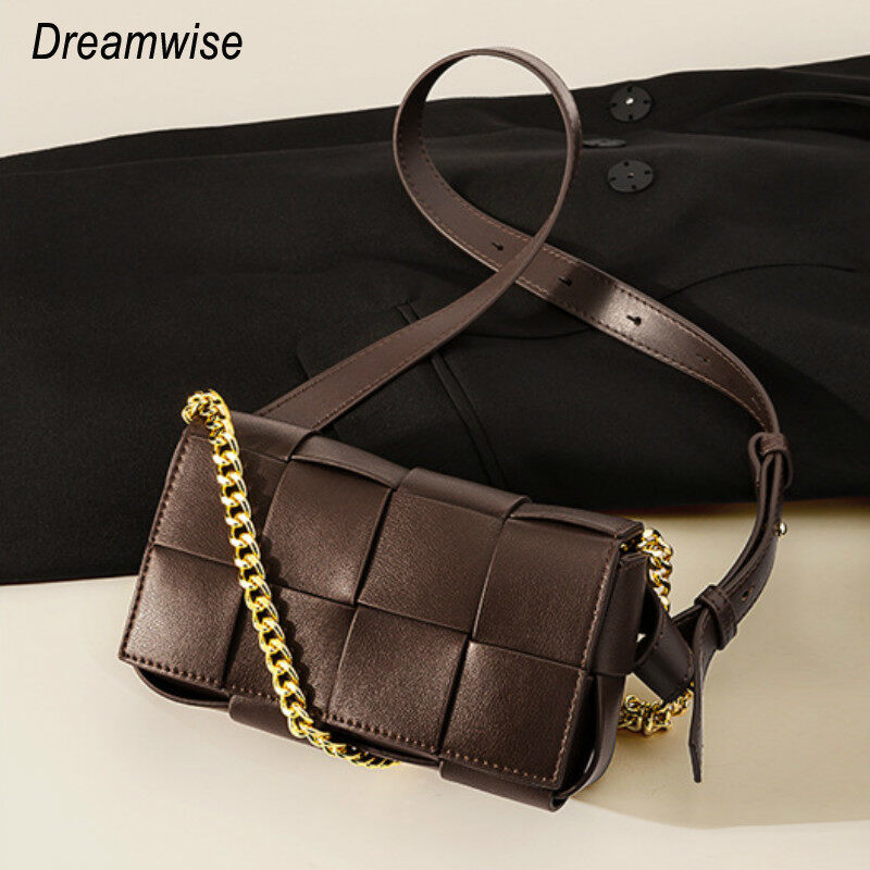 Dreamwise Shouder Sling Bags for Women Korean Style New Genuine Cow Leather Woven Personality Chain Handbags Fashion Wild Ladies Crossbody Bag ราคา 1,529 บาท*ส่งฟรี