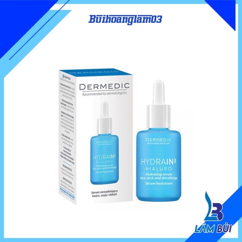 Serum cấp nước cho da khô hydrain3 hialuro hydrating serum for face neck and decolltage dermedic