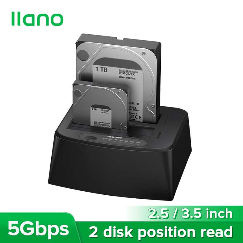 llano USB 3.0 SATA Solid State Hard Disk Enclosure 2.5-inch/3.5-inch Dual-disk Hard Drive Base with Copy Function - ยี่ห้อ llano ราคา 798 บาท*ส่งฟรี