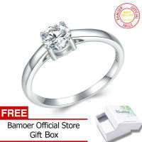 BAMOER D Color VVS1 EX Moissanite Ring 0.6CT Round Moissanite Diamond for Women Engagement Wedding 925 Sterling Silver MSR005