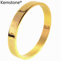 Kemstone 6/8/10MM Vintage Buddhist Heart Sutra Bracelet Stainless Steel Bangle for Women Men Couple Jewelry