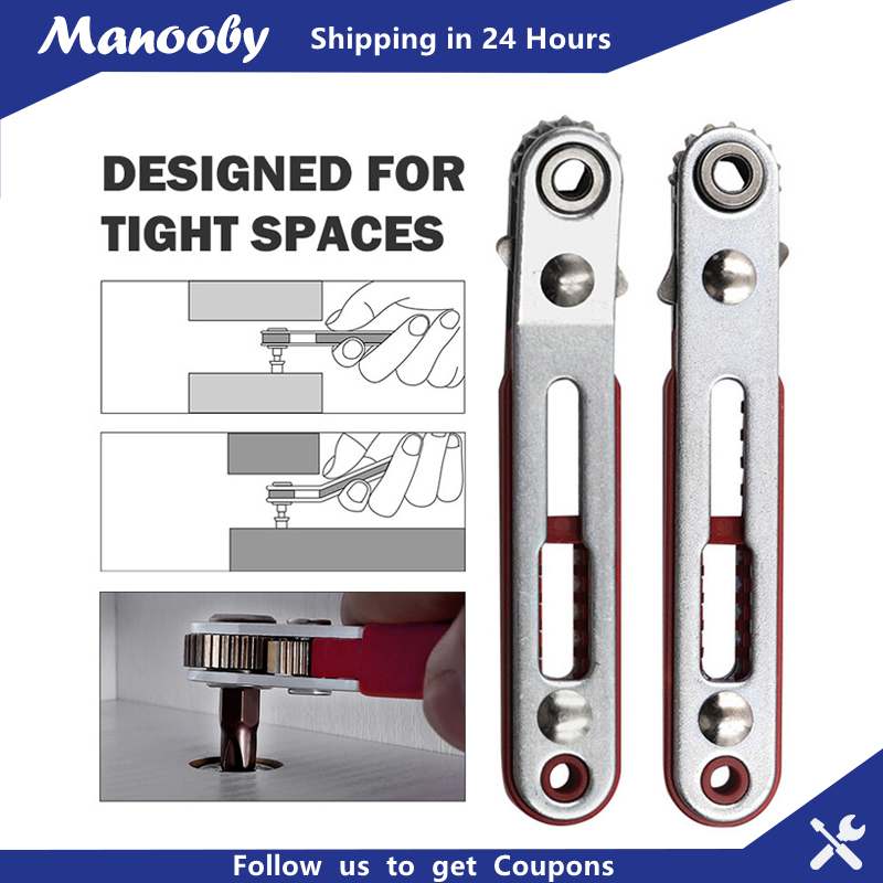 Manooby 1 cái cờ lê bánh cóc lục giác torx điều khiển hai chiều cho tuốc nơ vít đầu đơn/hai đầu dụng cụ mũi khoan