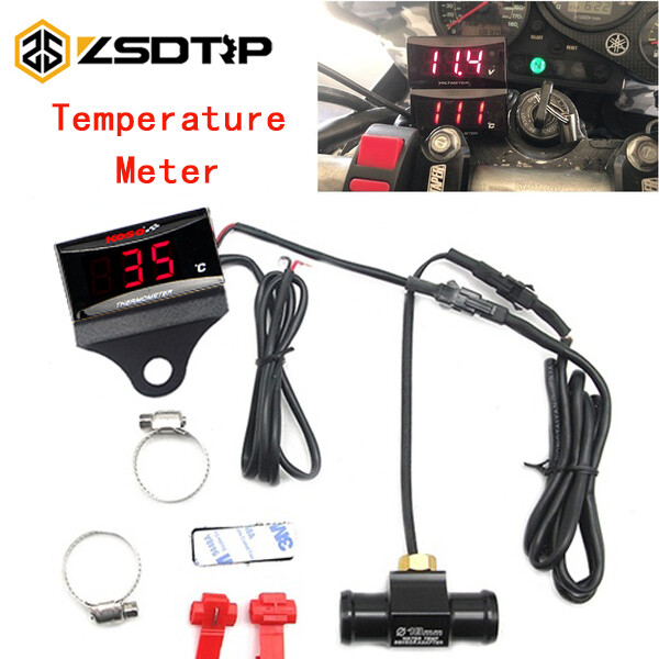 ZSDTRP Phổ Moto Xe Máy KOSO Nhiệt Độ Nước Độ Lệch Mini Màn Hình Hiển Thị Kỹ Thuật Số Cảm Biến Đo Lường Nhiệt Độ Nước Adapter Cho Xe Tay Ga Và Đua Xe