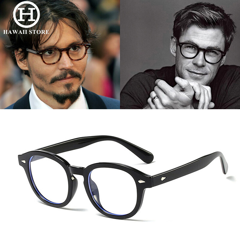 Hawaii Thời Trang Johnny Depp Lemtosh Phong Cách Eyewear Chống Bức Xạ Kính Đinh Tán Tròn Chống Màu Xanh-Ray Kính TR90 Khung Vintage Gọng Kính