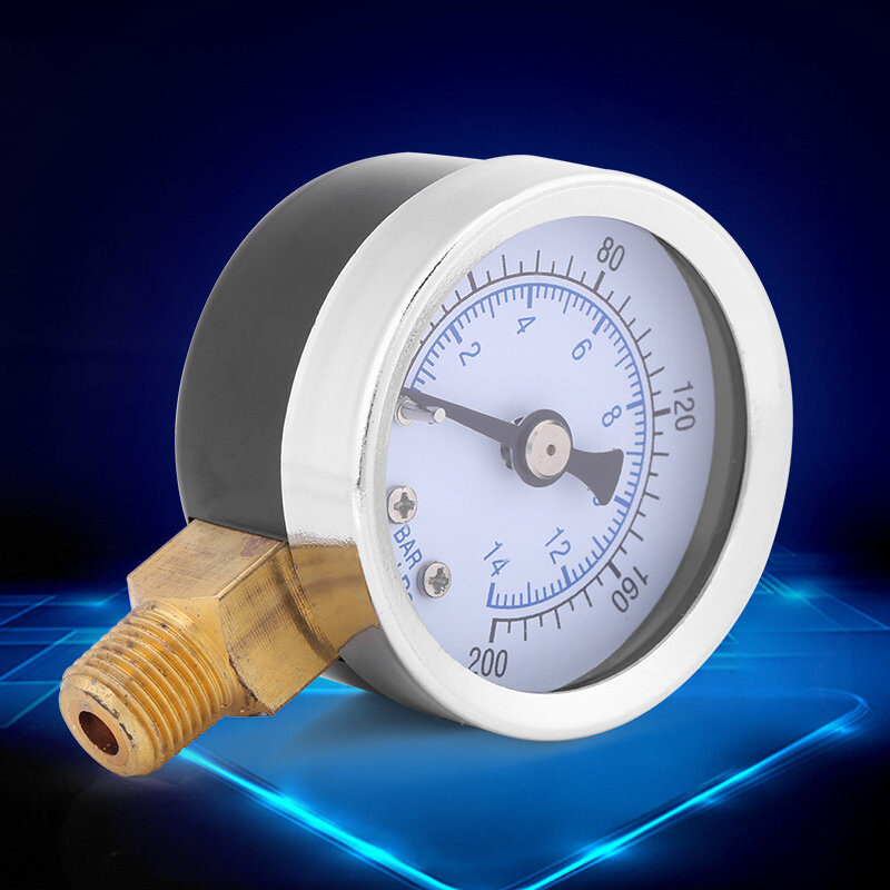 Đồng hồ đo áp suất 0-200psi 0-14bar đo áp suất nước thủy lực đồng hồ đo áp suất 40mm Đồng hồ mặt số 1/8 NPT áp lực công cụ đo