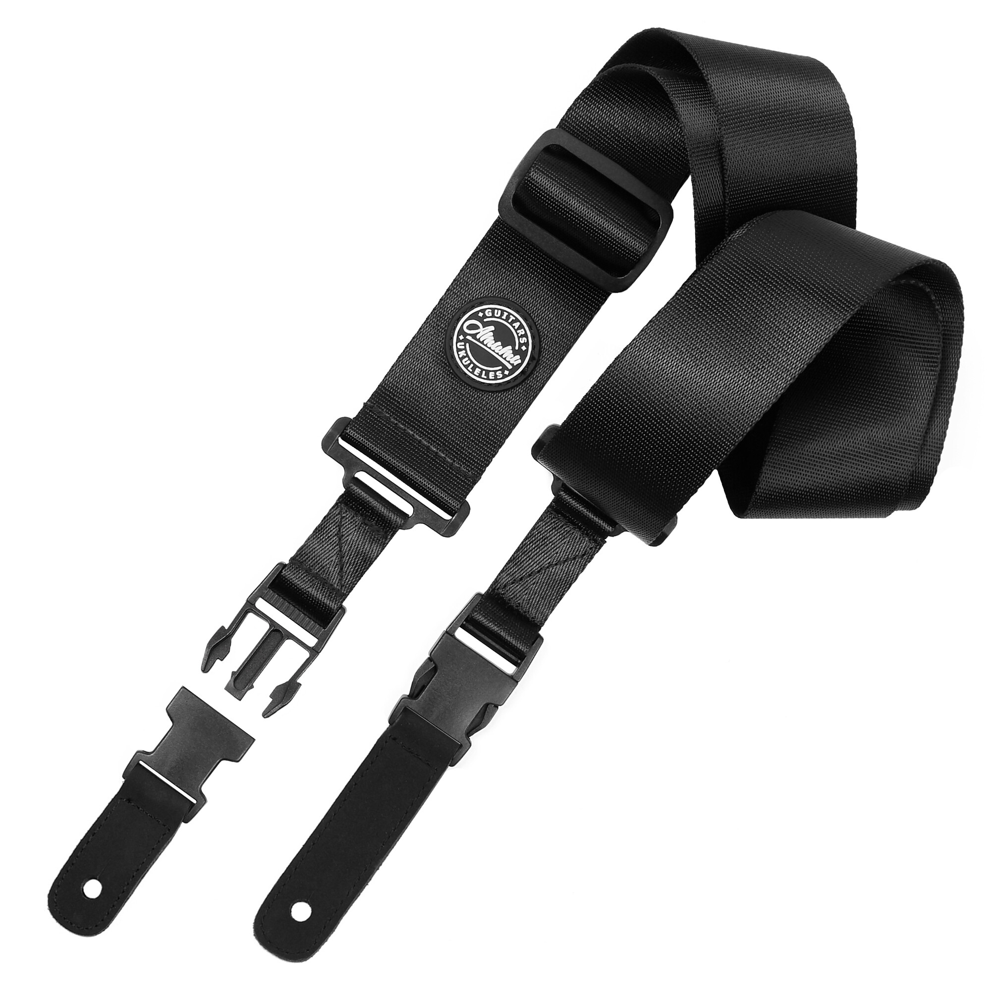 Amumu Dây An Toàn Dây Đeo Đàn Guitar Có Kẹp, Màu Đen Nylon Cho Âm Thanh, Guitar Điện Và Bass -Đen