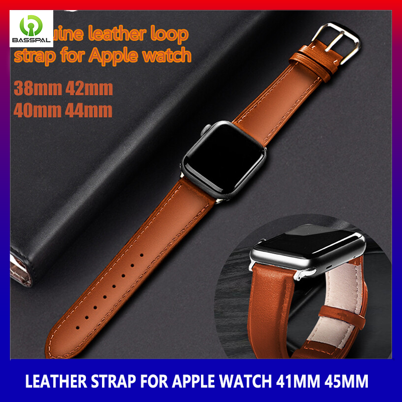 Basspal chính hãng dây da dây đeo cho vòng đeo đồng hồ Apple 3 2 1 38mm 40mm 42mm 44mm Series 7 8 9 Ultra2 49mm 41mm 45mm 40mm 44mm cho tôi xem 6 SE 5 4 correa vòng đeo tay thay thế