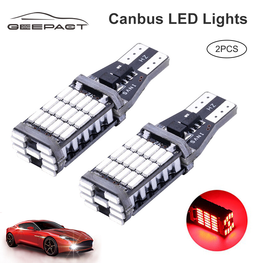 Geepact 2 Chiếc Đèn LED T15 W16W 921 912 Siêu Sáng 45 SMD 4014 Đèn LED Canbus Đèn Dừng Dự Phòng Ô Tô Bóng Đèn Phanh, Trắng 12-24V
