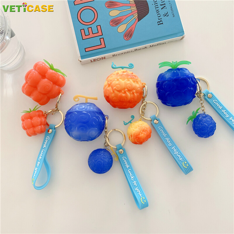 One Piece Ốp Tai Nghe Trái Ác Quỷ Cho Apple AirPods Pro AirPods 1 2 3 Vỏ Mềm Silicone TPU Mới Ốp Tai Nghe Air Pods Túi Phụ Kiện AirPod Bảo Vệ Màu Xanh Da Cam