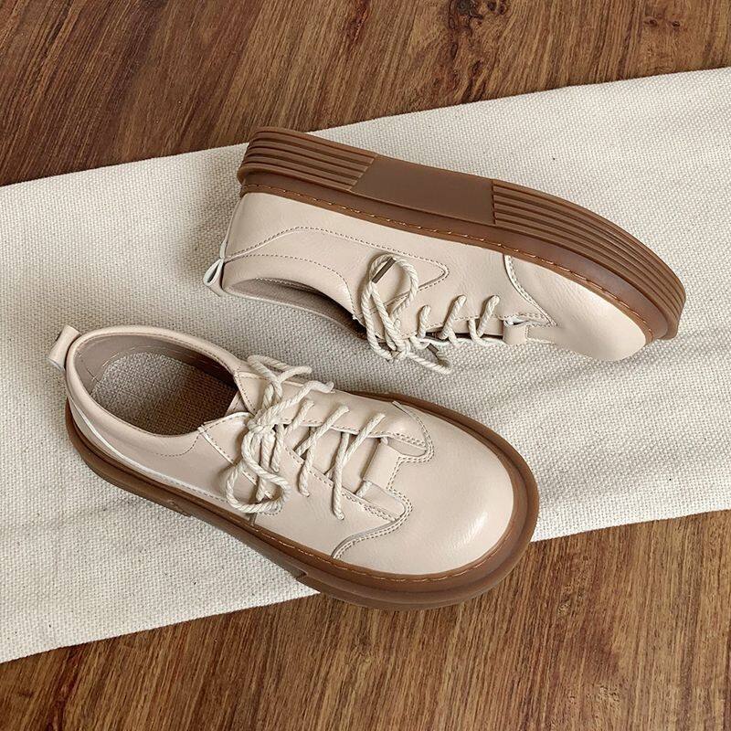 High Quality Genuine Leather Shoes Women s muffin sole Thick Soles