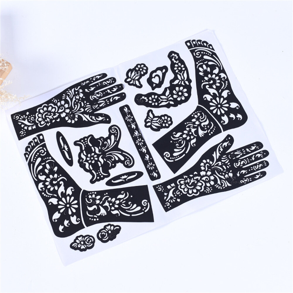 Giấy nến công cụ Ấn Độ Tattoo DIY Henna tay mẫu tạm thời tái sử dụng không thấm nước