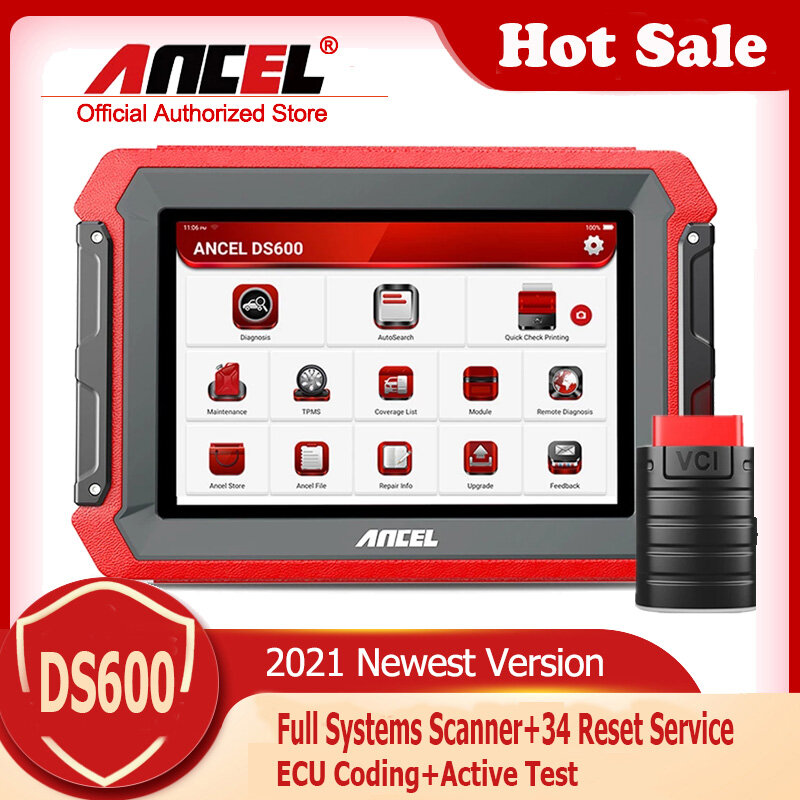 ANCEL DS600 Full System Car Diagnostic Tool With ECU Coding Active Test TPMS SRS OIL EPB IMMO 34 Reset Service OBD2 Bluetooth Code Reader Automotive EOBD Scanner PK X 431Pros Mini ราคา 25,870 บาท*ส่งฟรี