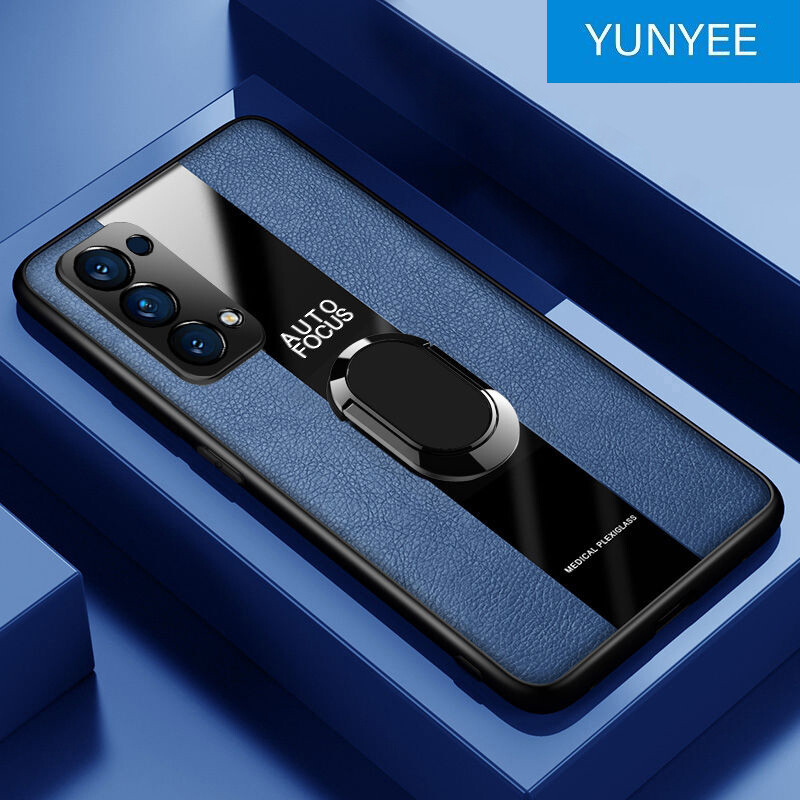 YUNYEE Ốp Điện Thoại Cho OPPO Reno 2 Reno Z OPPO Reno 2F OPPO Reno 5 Reno 5 Pro OPPO Reno 6 Reno 6 Pro OPPO Reno 7 Reno 7 Pro Ốp Lưng Da Sang Trọng Chống Sốc Với Giá Đỡ Nhẫn Từ Tính Cho ốp Lưng OPPO Reno 2F