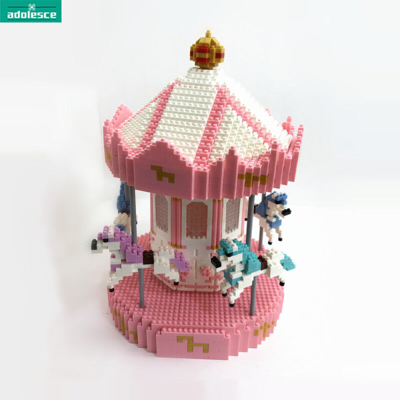 Adyz 66530 khối đồ chơi xây dựng mô hình 3d kiến trúc mini gạch công viên giải trí công viên giải trí băng chuyền hạt kim cương quà tặng cho bé gái
