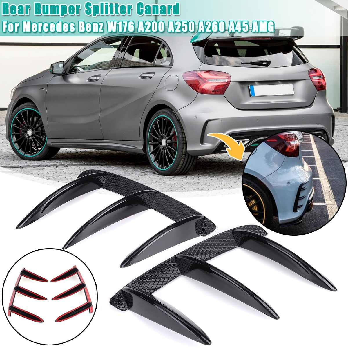 【✱2023 HOT✱】 sushuang 1 cặp xe màu đen ABS hãm xung phía sau Splitter spoilers canard cho Mercedes cho Benz w176 A200 A250 A260 A45 cho bộ phận bên ngoài