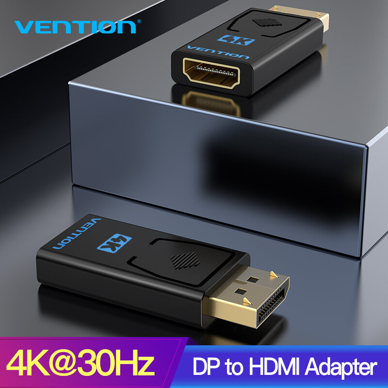 Vention Chuyển Đổi DP Sang HDMI 4K 30Hz - Cáp Chuyển Đổi Đực DP Cái HDMI - Hỗ Trợ Độ Phân Giải 4K UH
