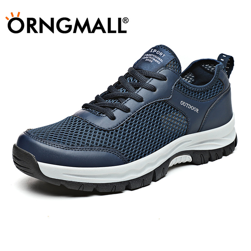 ORNGMALL Summer Breathable Plus Size 39-48 Men's Fashion Sport Outdoor Hiking Shoes Men Mesh Casual Shoes Anti-slip Climbing Shoes Trekking Mountain Shoes Men Outdoor Sneakers Running Shoes ราคา 469 บาท*ส่งฟรี
