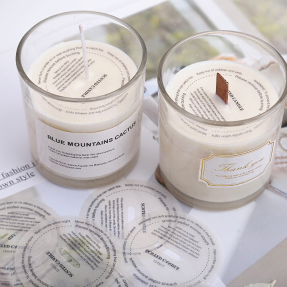 Translucent Label Cup Sticker Candle Sticker Round Dust Stickers Fragrance Manual Candle
