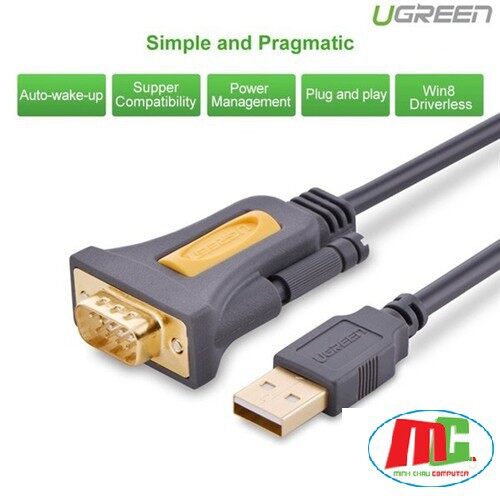 Cáp chuyển usb to com rs232 dài 3m ugreen 20223 - hàng