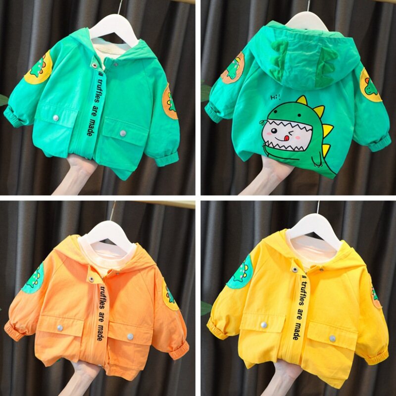 Áo Khoác KTtrade Cho Trẻ Em, Áo Mặc Ngoài, Áo Nỉ In Hình Khủng Long Hoạt Hình, Mặc Mùa Thu Cho Bé Trai Và Bé Gái Từ 0-5 Tuổi