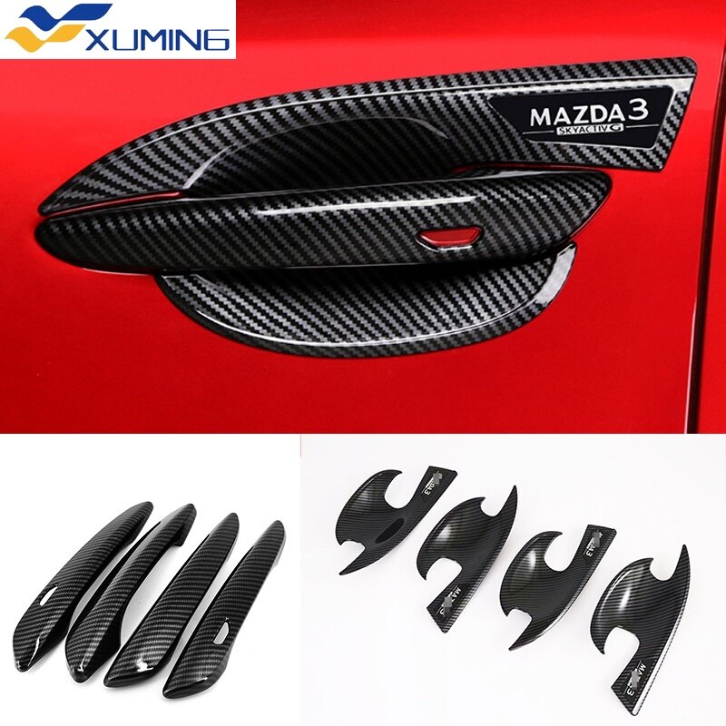 Xuming for MAZDA3 2020-2022 Carbon Fiber Pattern Car Door Handle Bowl Cover,MAZDA 3 Fourth Generation Outer Door Handle Trim ราคา 765 บาท*ส่งฟรี