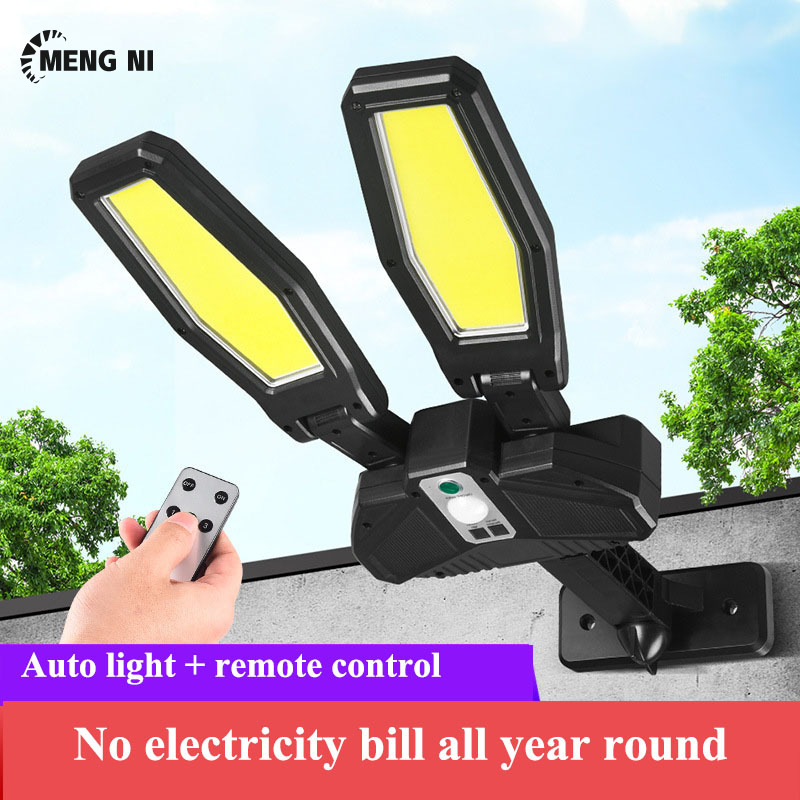 Hangdianđèn tường năng lượng mặt trời hai đầu mới đèn cảm biến cơ thể người ngoài trời đèn gara gắn tường biệt thự chống nước sân vườn gia đình