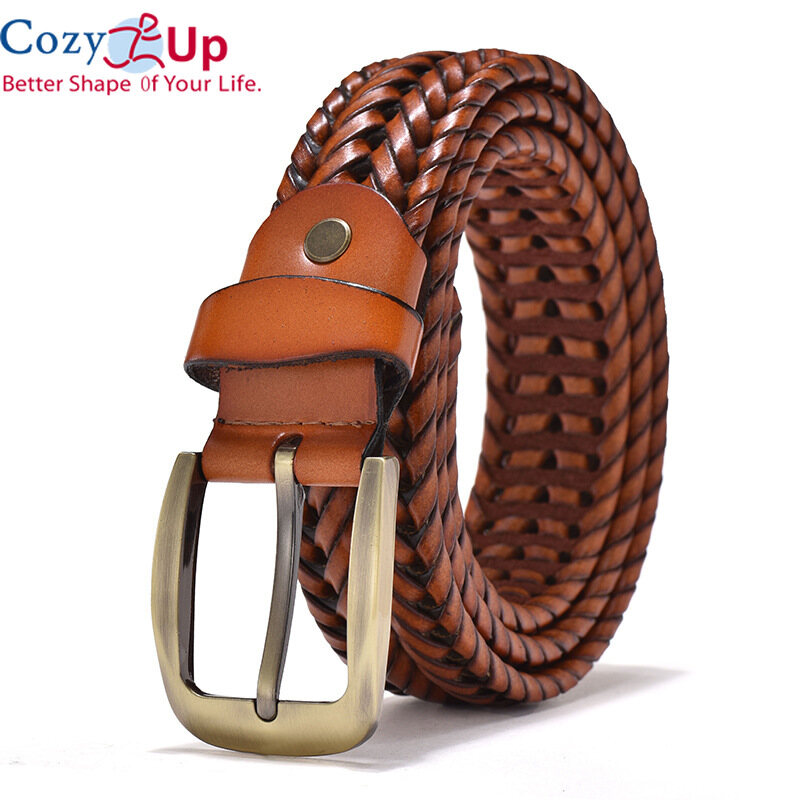 Cozy Up Genuine Leather Braided Belt Man Fashion Mens Belts Luxury Waist Straps Men Good Second Layer Cow Skin Girdle for Male New ราคา 244 บาท*ส่งฟรี