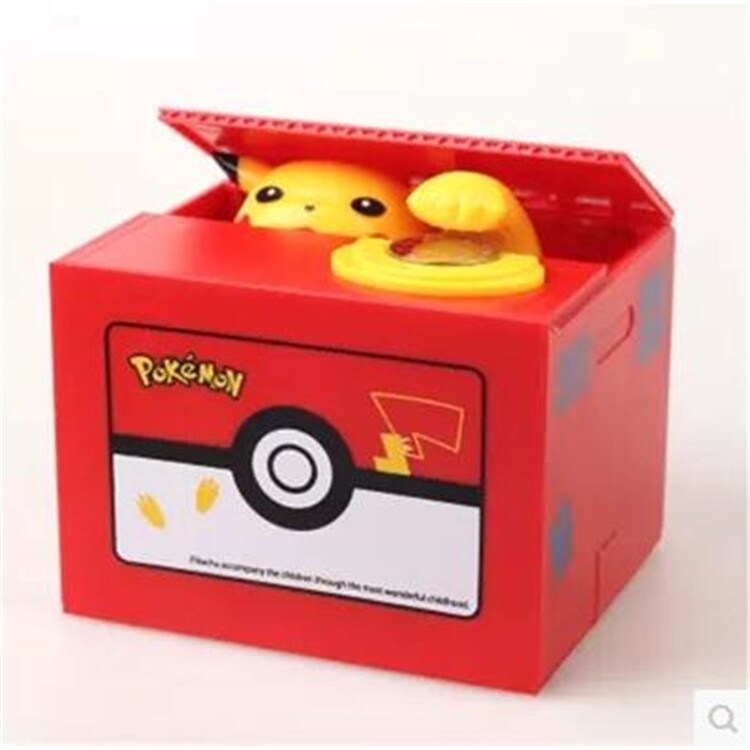 【hot】 Pokemon Piggy Bank Electronic Money Box Action Anime Figure Pikachu Steal Coin Piggy Bank Money Safe Box Birthday Children Gift
