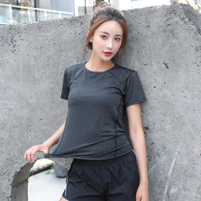 MCFED Women's Quick Drying Shirts Fitness Elastic Yoga Sports T Shirt Tights Gym Running Tops Short Sleeve Tees Blouses Shirts Jerseys (1)