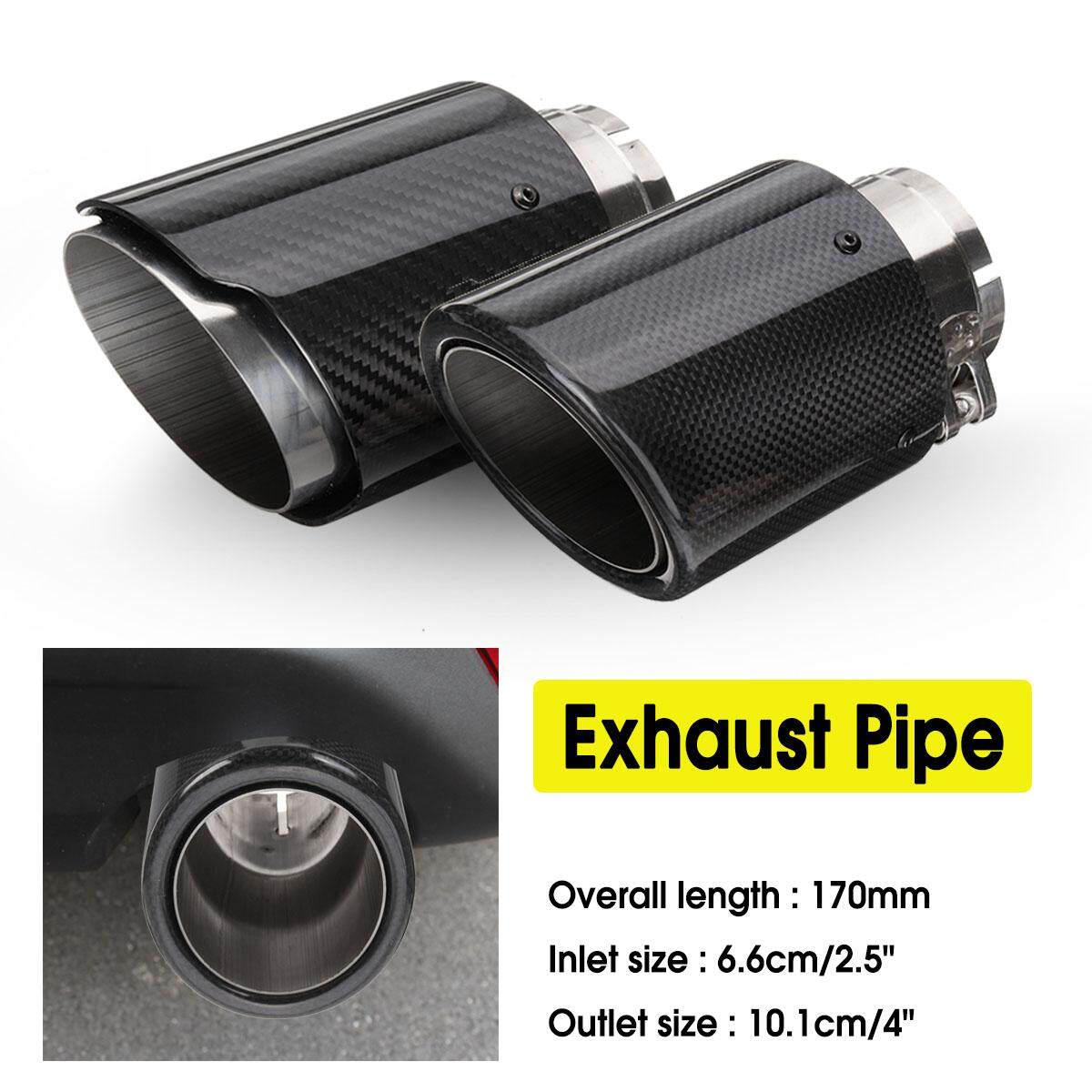 Generic 2 PCS 66mm101mm Universal Carbon Fiber Car Auto Exhaust Pipe