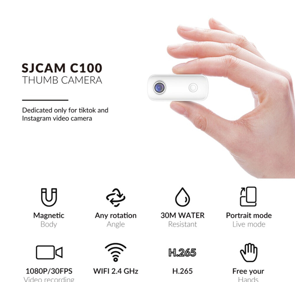 เกี่ยวกับ SJCAM C100 1080P Mini Camera WIFI Magnetic Waterproof Shell Dual Image Stabilization Sports DV Tiktok Instagram Camcorder