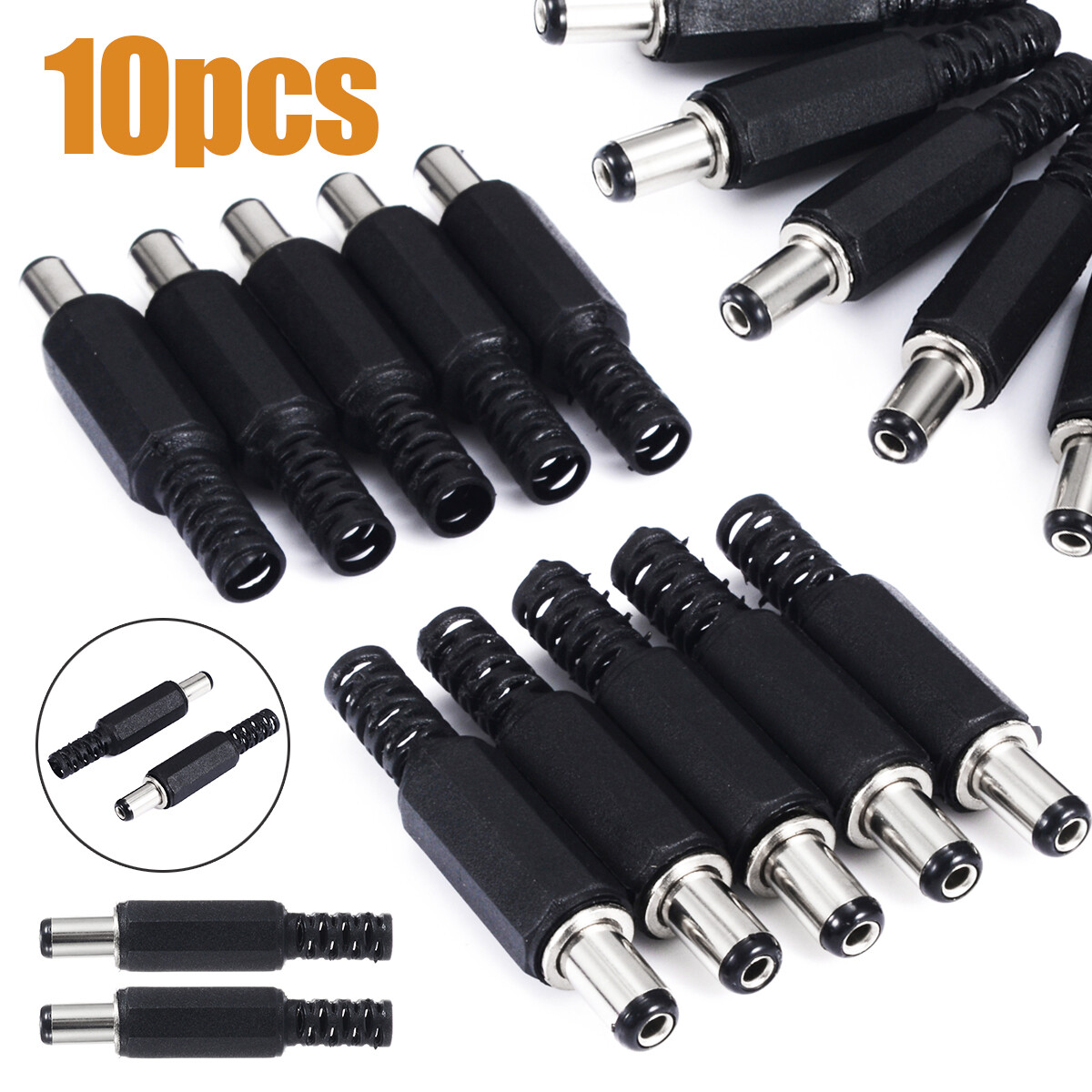 10 cái đầu cắm giắc cắm nguồn dc đực/cái đầu nối bộ chuyển đổi, 2.1mm x 5.5mm