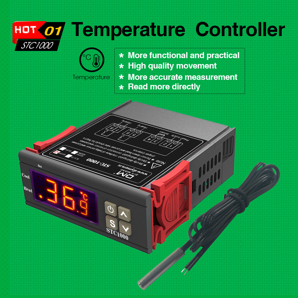 SeasBoat Bộ Điều Khiển Nhiệt Độ STC-1000 Kỹ Thuật Số 220V Bộ Điều Chỉnh Nhiệt Độ + Đầu Dò Cảm Biến-50 ~ + 99 ° C Cho Bộ Điều Khiển Nhiệt Độ Lồng Ấp Bộ Điều Chỉnh Nhiệt Tiếp Sức Làm Mát
