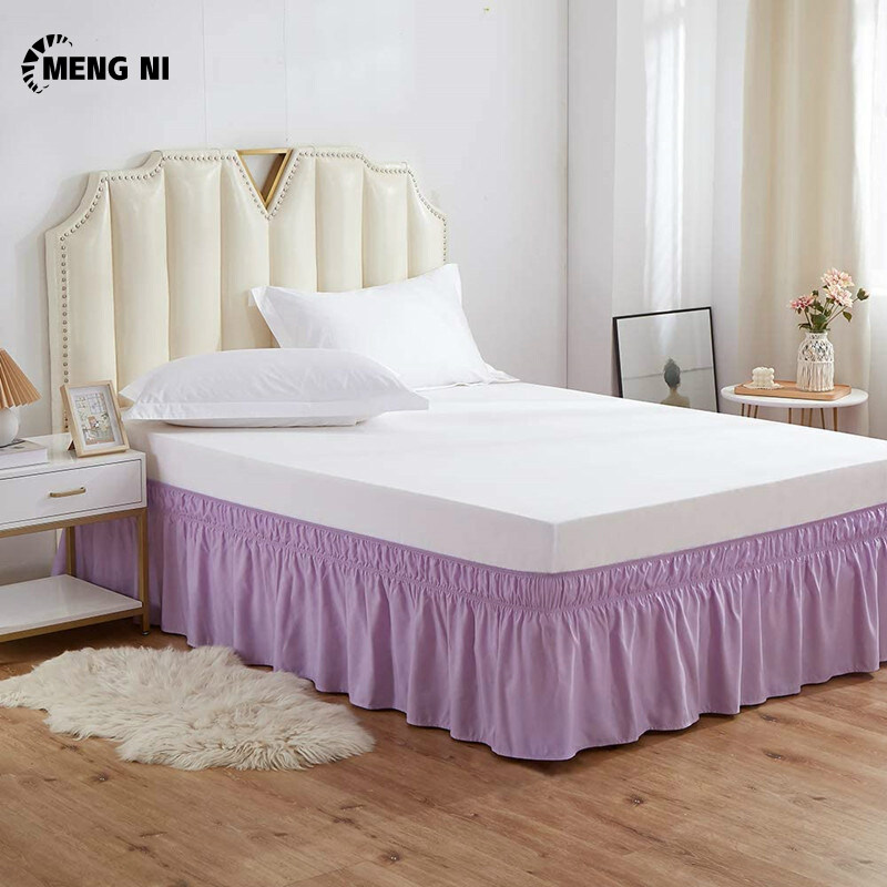 Hangdian váy ngủ màu trắng một mảnh tạp dề giường xếp ly co giãn váy cạnh giường