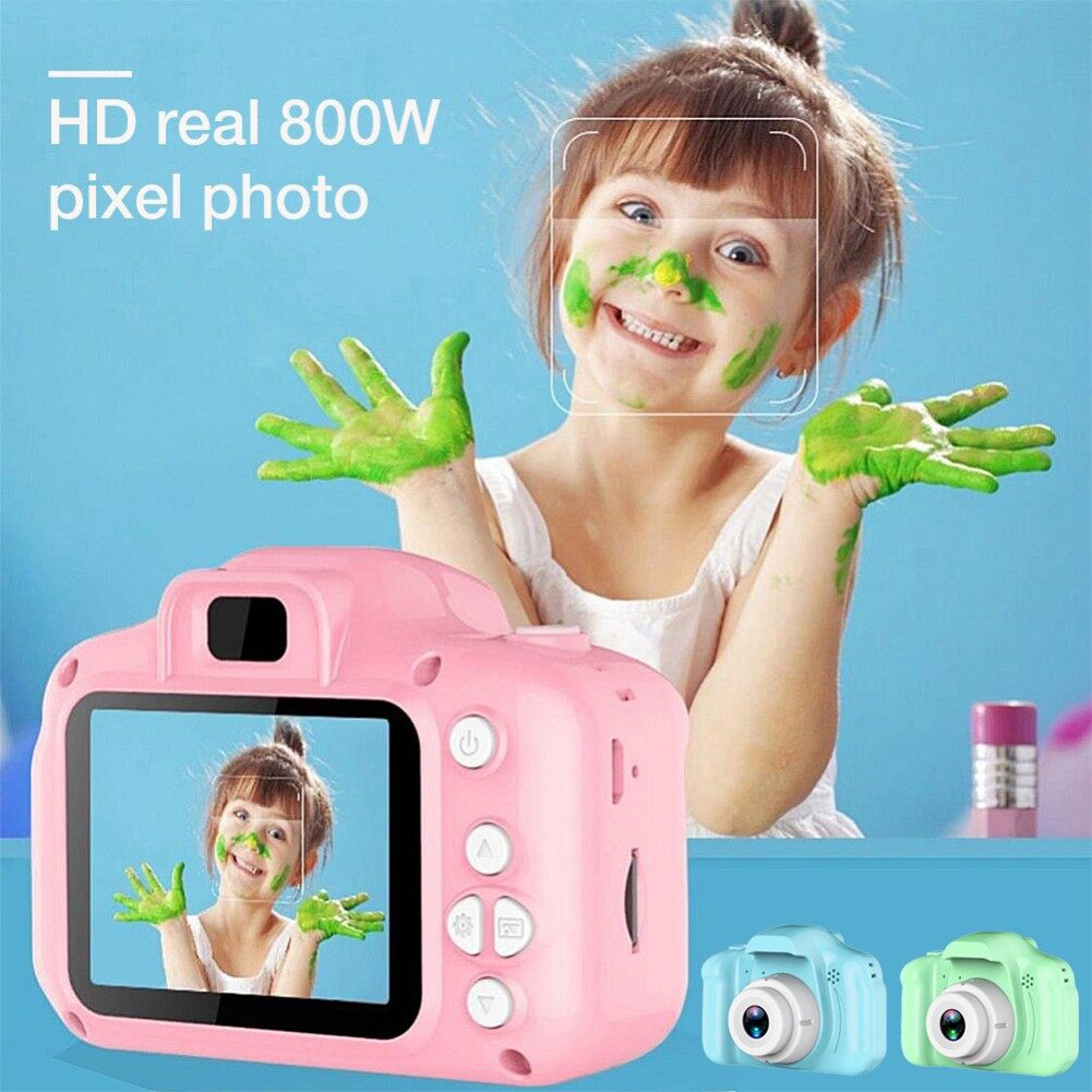 Quà Giáng sinh 【Giao hàng tận nơi】Kids Digital Video Camera Mini Rechargeable Children Camera Shockproof 2.0 Inch Screen DSLR Camera HD 8MP Toddler Cameras Free 32GB Memory Card Perfect Birthday Gift