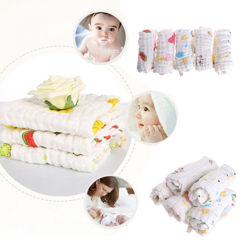 5 chiếc khăn tay trẻ em khăn vuông khăn mặt vải muslin cotton cho trẻ sơ sinh, khăn lau