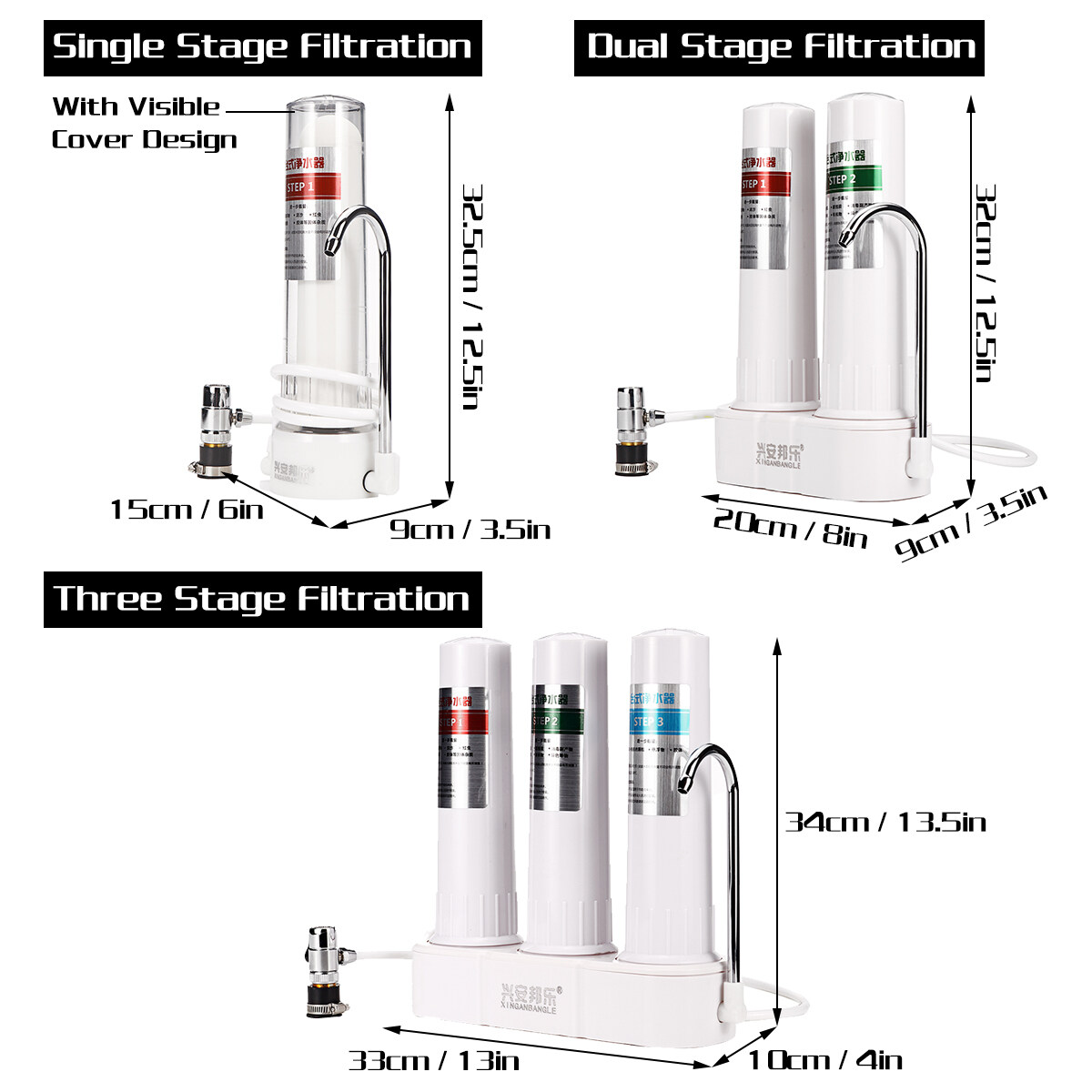 Generic Home Countertop Water Filter Dual Stage Filtration Kitchen Tap Ceramic Filter Dual Stage