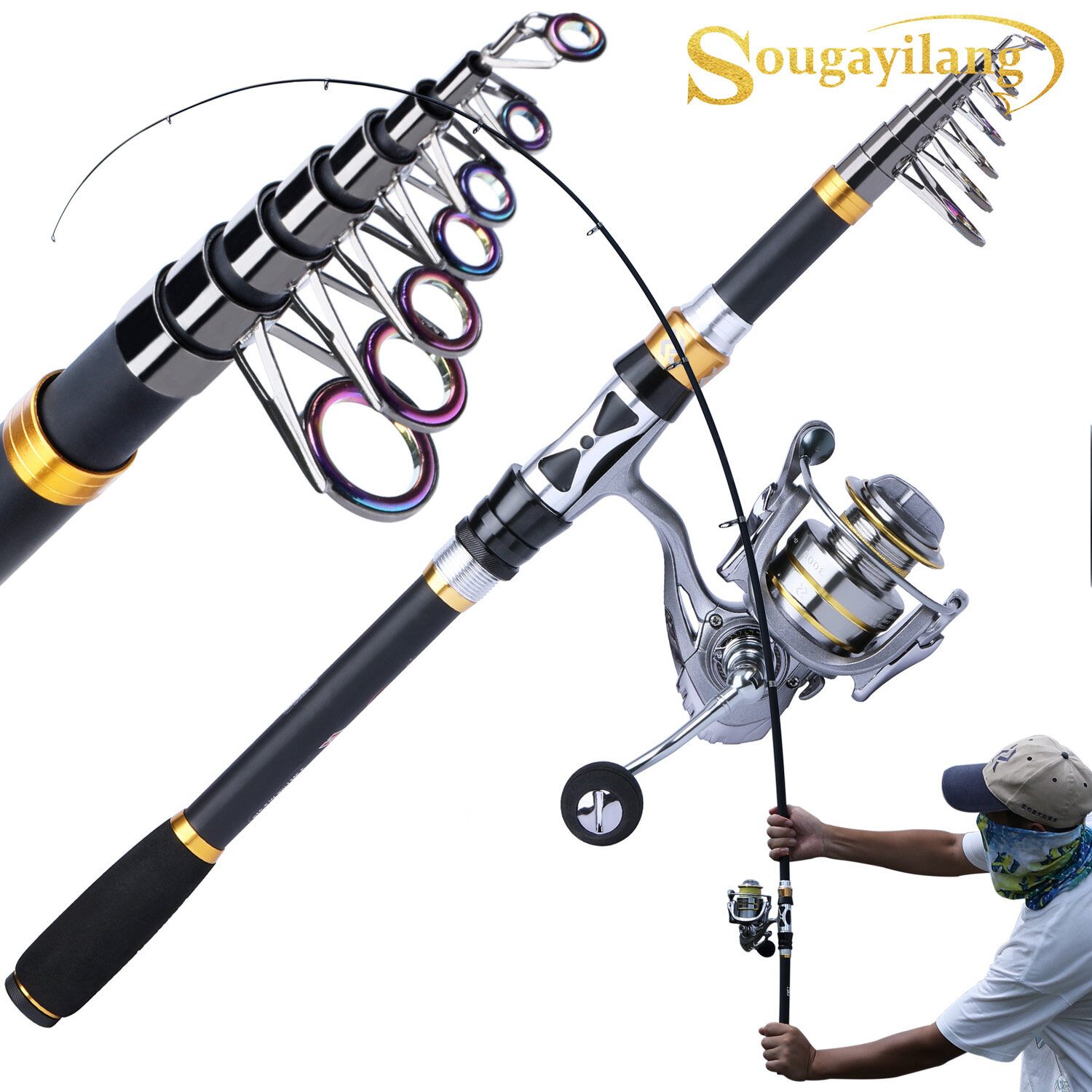 Sougayilang Combo Cần Câu Cá Mới Cần Câu Cá Bằng Carbon Cao 1.8M-3.3M With1000-5000 Máy Câu Cá Series 13 + 1BB, Bộ Dụng Cụ Câu Cá Nước Mặn Và Nước Ngọt