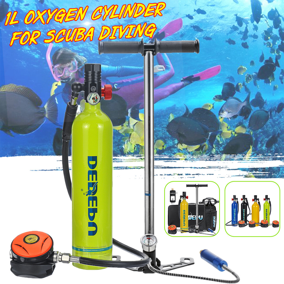 Details about   Scuba Diving 1L Oxygen Cylinder Air Tank Adapter Glasses Underwater Breathing 