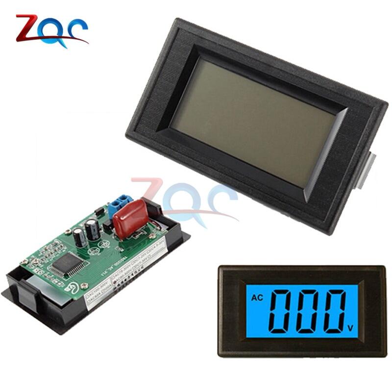 Đồng hồ đo điện áp bảng điều khiển điện áp lcd kỹ thuật số màu xanh dương 2 dây ac 80-500v, vôn kế bộ nguồn mạch