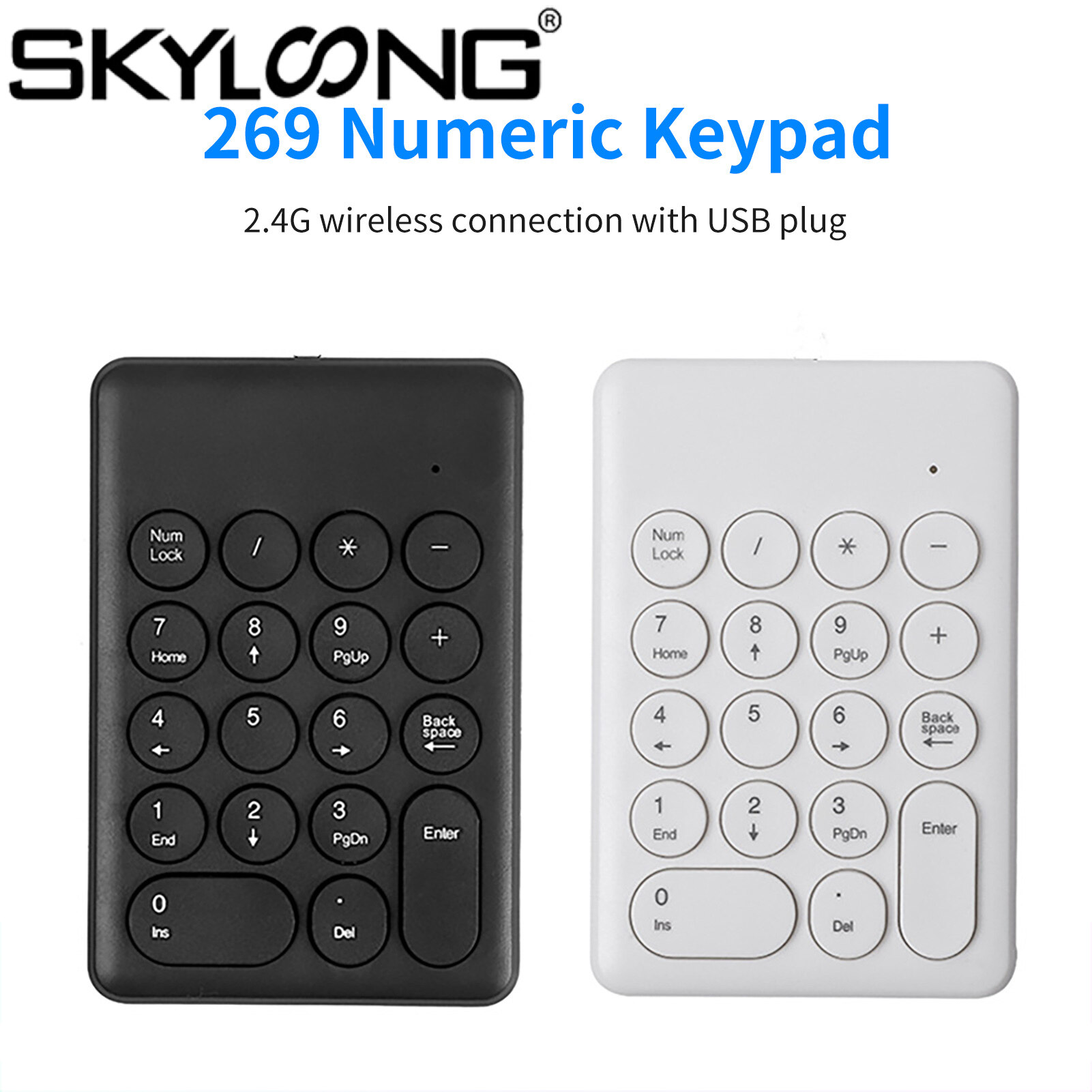 Skyloong bàn phím số 269 bàn phím số không dây tương thích bluetooth 2.4g mini cầm tay sạc được cho máy tính xách tay