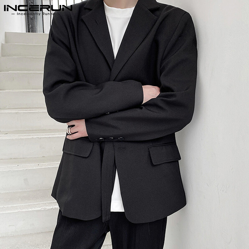 (Phong Cách Hàn Quốc) INCERUN Thời Trang Nam Thường Ngày Phù Hợp Với Một Nút Trang Trọng Áo Blazer Áo Khoác