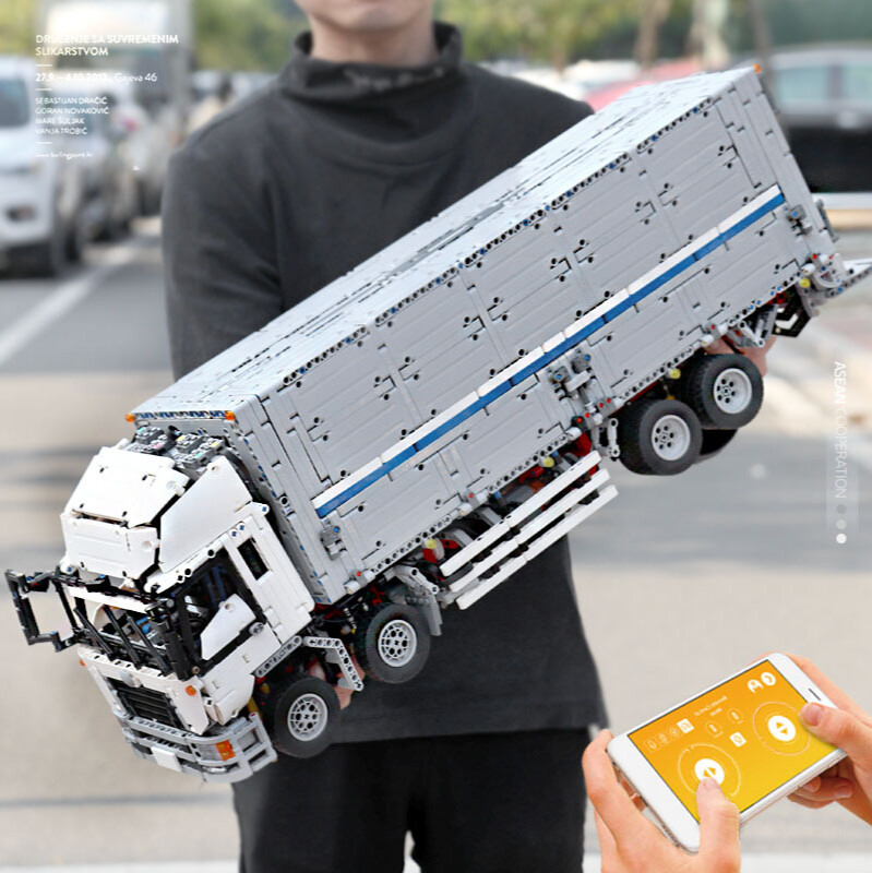 Container truck construction vehicle mechanical remote control electric assembly plug-in toy model4166PCS+ ราคา 10,225 บาท*ส่งฟรี