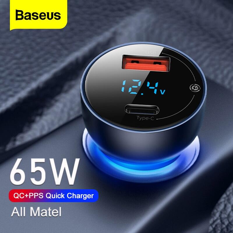 Baseus 65W USB Car R Quick 4.0 3.0 QC4.0 QC3.0 Type C PD Fast Car Charging R For Mobile Phone