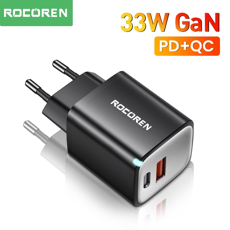 Rocoren gan bộ sạc nhanh type c pd 33w cho iphone 14 13 12 x pro max mini bộ sạc nhanh usb kép cho ipad pro air ipad mini 2021