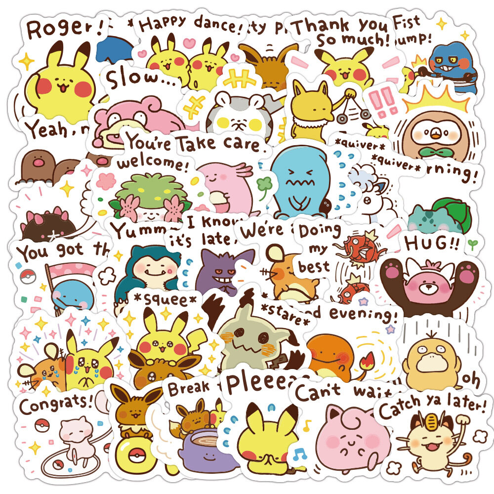 Tm 40 cái/bộ dễ thương phim hoạt hình pokemon elf mô hình pvc chống thấm nước graffiti sticker cho máy tính xách tay cốc nước mũ bảo hiểm xe đạp xe máy đàn guitar ván trượt trang trí
