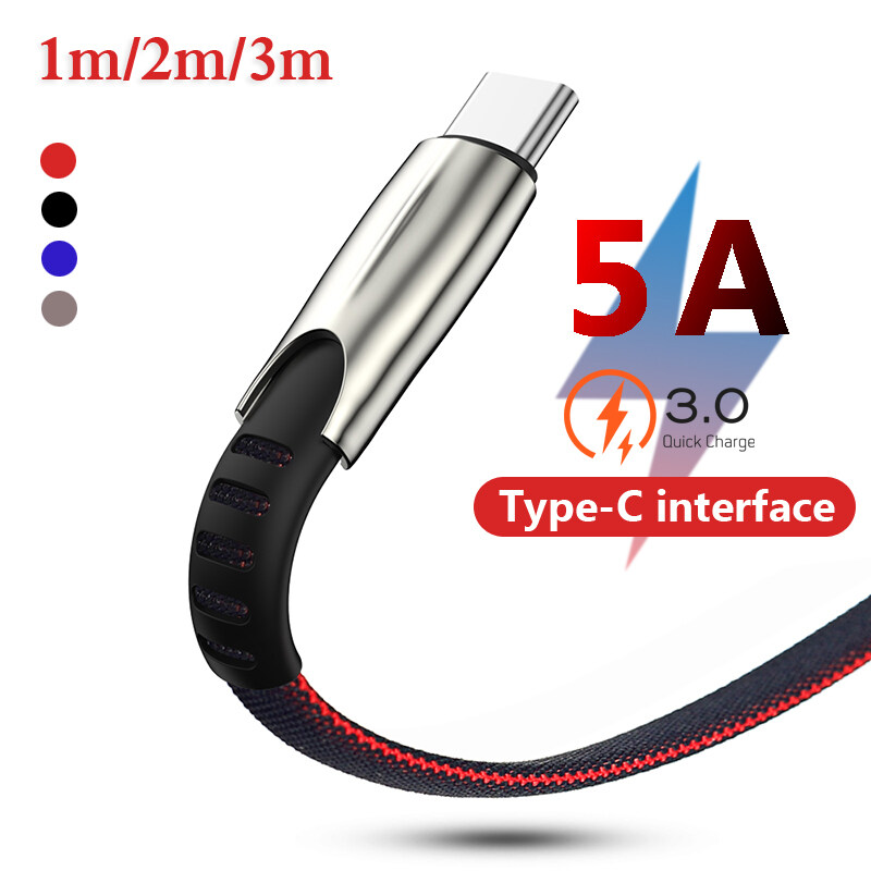 Cáp Sạc 1M 2M 3M USB Type C, Dành Cho Samsung S10 S20 Huawei P30 Xiaomi Mi 9 Redmi Note 7 8 USB-C Sạc Nhanh K30 5A Dây Dữ Liệu