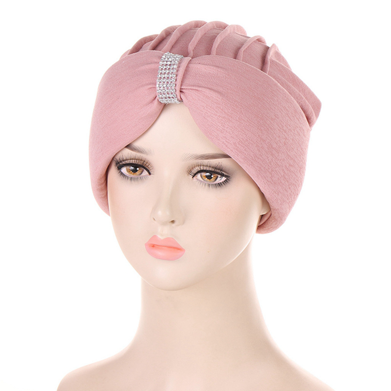 Mũ turban xốp mũ trùm đầu kim cương khăn trùm đầu xếp li hồi giáo mũ hóa trị cho nữ khăn trùm đầu mũ trùm đầu mũ rụng tóc